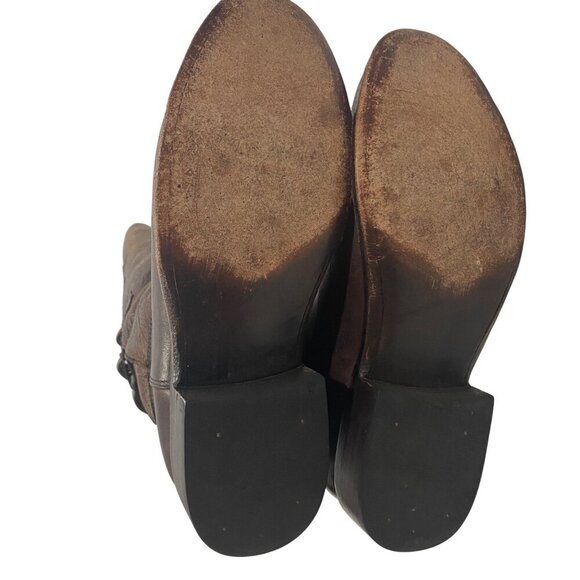 J.B. Dillion tooled Leather tall riding boots buckle shaft steampunk women’s 7 - Picture 11 of 14